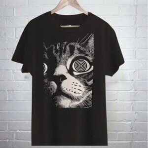 Psychedelic Cat Trippy Graphic T-Shirt Gothic Alt Streetwear Art Lover